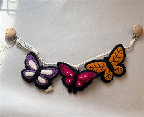 Barnevognskæde, Sommerfugl, Pink/Lilla