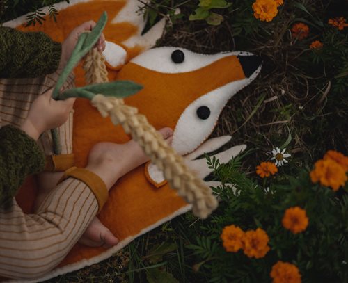 Tæppe med ræv i orange