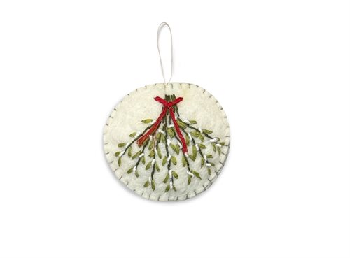 Julepynt, Broderet Mistelten, Rød